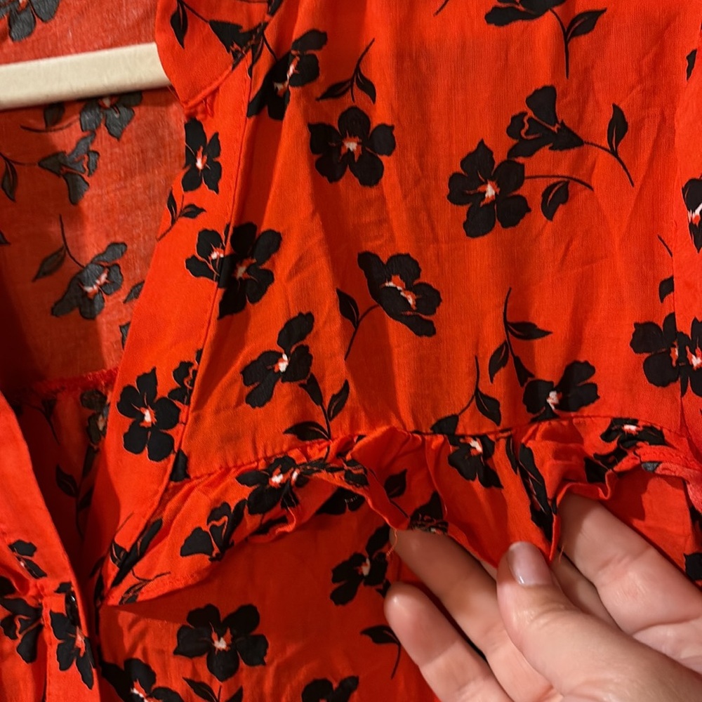 Next Red Floral Ruffle Dress - Picture 4 of 9
